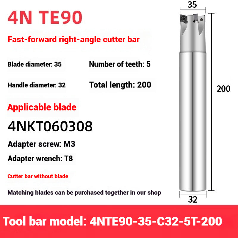 1051-TE90 fast feed milling cutter shank 90 degree right angle square shoulder milling cutter shank 4NKT060308 fast feed milling cutter blade replace 1135 Shandong Denso Pricision Tools Co.,Ltd.