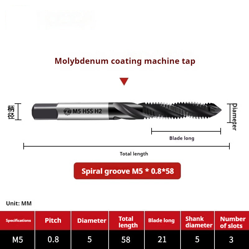 2116-High-performance 6542 molybdenum plating straight groove screw machine with tap high-speed steel tapping thread high-strength processing Shandong Denso Pricision Tools Co.,Ltd.