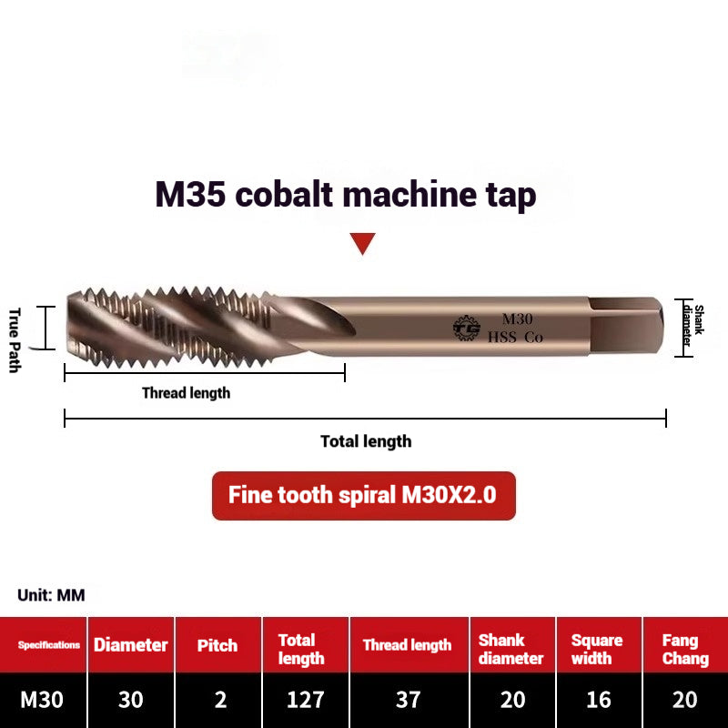 1094-M35 cobalt spiral tap machine tapping stainless steel fine teeth copper iron aluminum m3m4m5 Shandong Denso Pricision Tools Co.,Ltd.