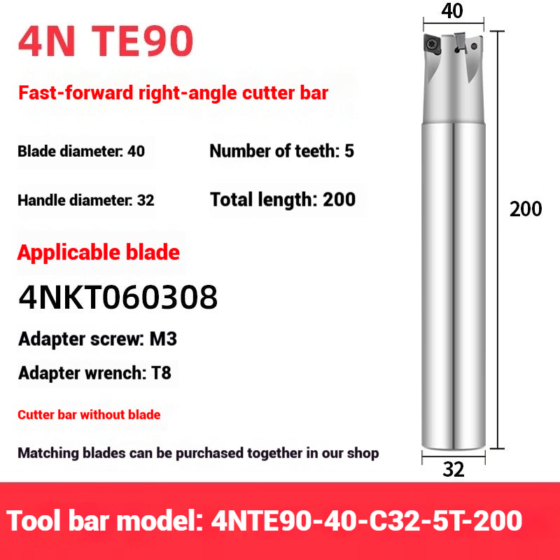 1051-TE90 fast feed milling cutter shank 90 degree right angle square shoulder milling cutter shank 4NKT060308 fast feed milling cutter blade replace 1135 Shandong Denso Pricision Tools Co.,Ltd.