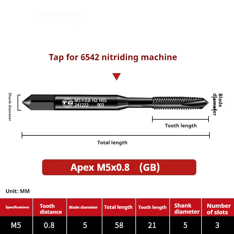 2113-6542 Nitriding Machine Taps, Japanese Standard Screw Tips, National Standard Tip Spiral Thread Tapping Groove, Stainless Steel Tapping Tap Shandong Denso Pricision Tools Co.,Ltd.