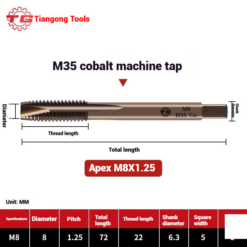2117-M35 cobalt-containing tip tap, stainless steel special tapping screw tip machine tap M3M4M5M6M8 Shandong Denso Pricision Tools Co.,Ltd.
