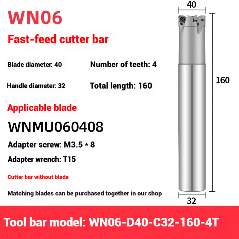 1054-90 degree fast feed WNE heavy cutting MFWN right angle milling cutter shank WNMU040304 double-sided hexagonal milling cutter blade Shandong Denso Pricision Tools Co.,Ltd.