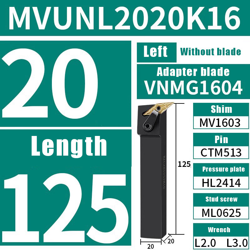 3025-CNC 95 degree external turning tool MVUNR/L 2020K16/2525M16
