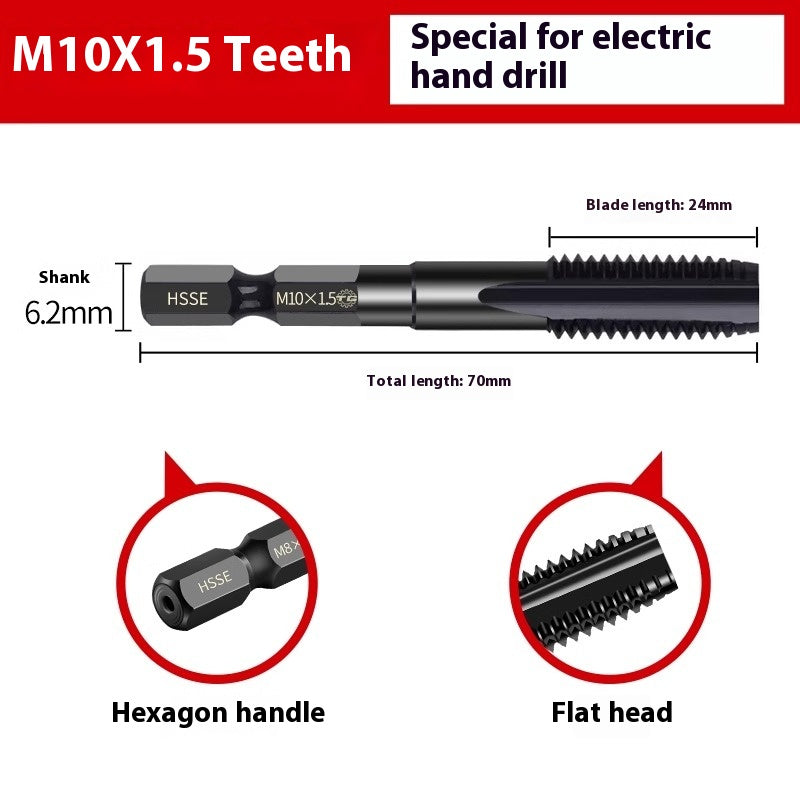 1087-Tiangong 6542 high speed steel hexagonal shank straight flute taps electric drill tapping stainless steel cast iron tapping M3-M12 Shandong Denso Pricision Tools Co.,Ltd.