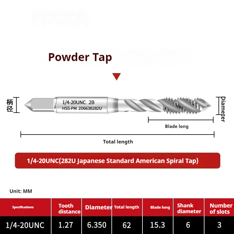 2124-282U American Japanese Standard Powder Screw Machine Tapping Tip Tapping Series Powder High Speed Steel Tap Shandong Denso Pricision Tools Co.,Ltd.