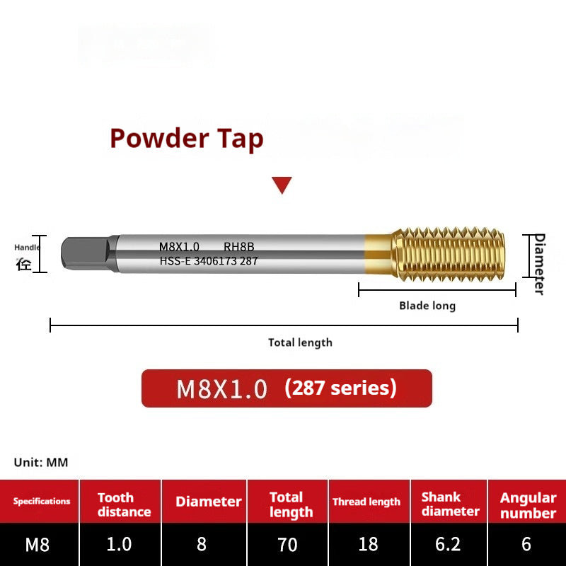 2115-Blind hole die-casting tap powder metallurgy high-speed steel M1-M12 coarse and fine thread stainless steel tapping Shandong Denso Pricision Tools Co.,Ltd.