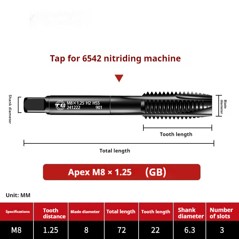 2113-6542 Nitriding Machine Taps, Japanese Standard Screw Tips, National Standard Tip Spiral Thread Tapping Groove, Stainless Steel Tapping Tap Shandong Denso Pricision Tools Co.,Ltd.