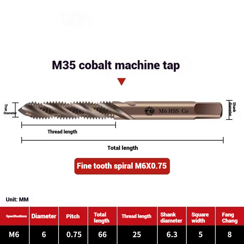 1094-M35 cobalt spiral tap machine tapping stainless steel fine teeth copper iron aluminum m3m4m5 Shandong Denso Pricision Tools Co.,Ltd.