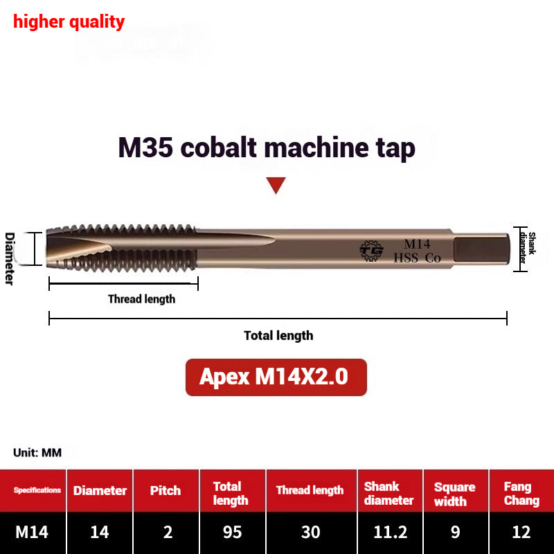1084-M35 cobalt taps machine use high speed steel stainless steel special taps straight groove spiral apex backtapping taps Shandong Denso Pricision Tools Co.,Ltd.