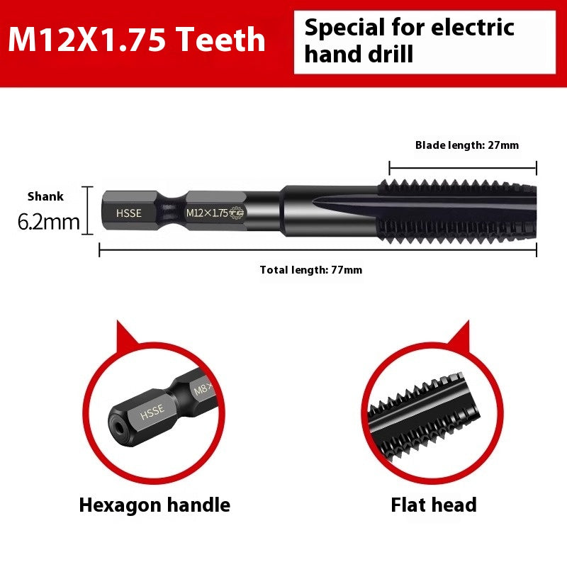 1087-Tiangong 6542 high speed steel hexagonal shank straight flute taps electric drill tapping stainless steel cast iron tapping M3-M12 Shandong Denso Pricision Tools Co.,Ltd.