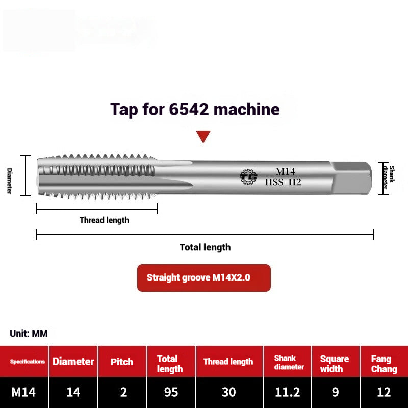 1095-Machine taps straight flute taps tapping high-speed steel fine teeth tapping drill bit m5m6m8m10m12 Shandong Denso Pricision Tools Co.,Ltd.