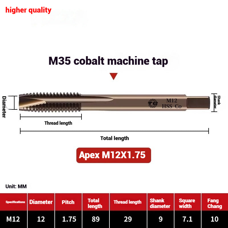 1084-M35 cobalt taps machine use high speed steel stainless steel special taps straight groove spiral apex backtapping taps Shandong Denso Pricision Tools Co.,Ltd.