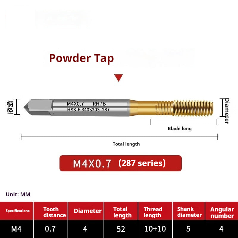 2115-Blind hole die-casting tap powder metallurgy high-speed steel M1-M12 coarse and fine thread stainless steel tapping Shandong Denso Pricision Tools Co.,Ltd.