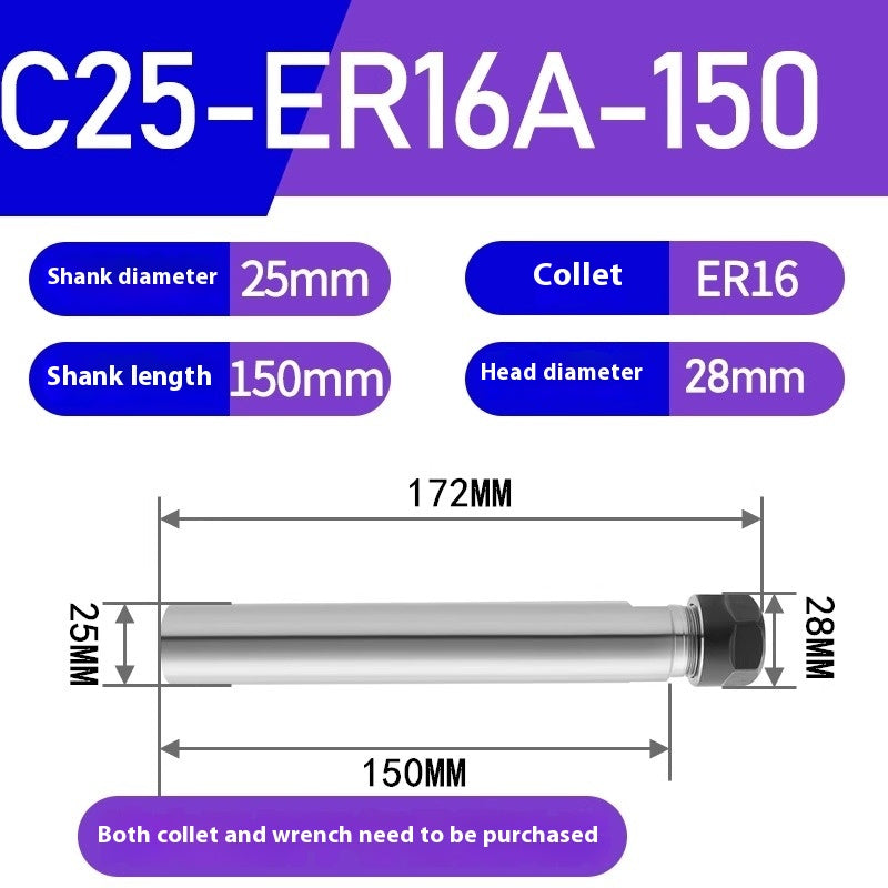 1186-Extension rod straight shank extension rod C25-ER16/ER20/ER25/ER32 Various lengths A type M type