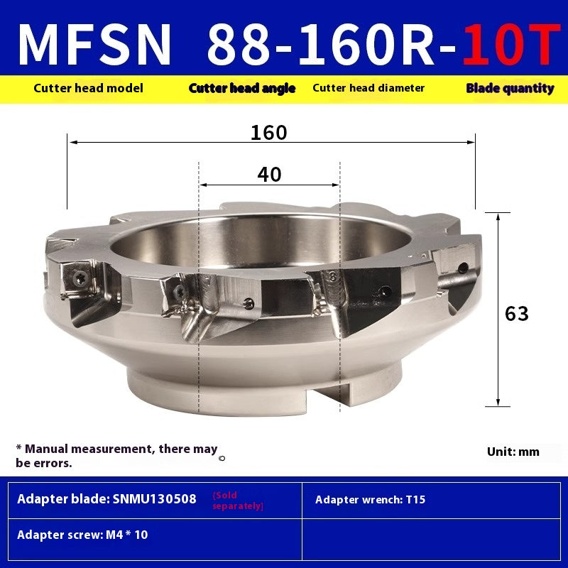 6022 MFSN Milling Cutter Block 88 Degree Fast Feed 88080R-6T-M Surface Heavy Duty Cutter Block High RPM SNMU1305 Shandong Denso Pricision Tools Co.,Ltd.