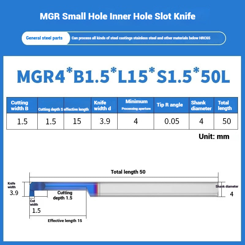 1134-MGR small bore groove cutter wear-resistant micro groove hook cutter CNC tungsten steel alloy small bore cutting groove turning tool Shandong Denso Pricision Tools Co.,Ltd.