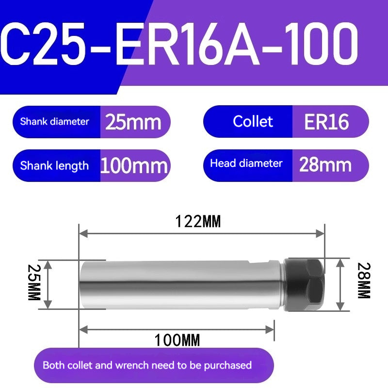 1186-Extension rod straight shank extension rod C25-ER16/ER20/ER25/ER32 Various lengths A type M type