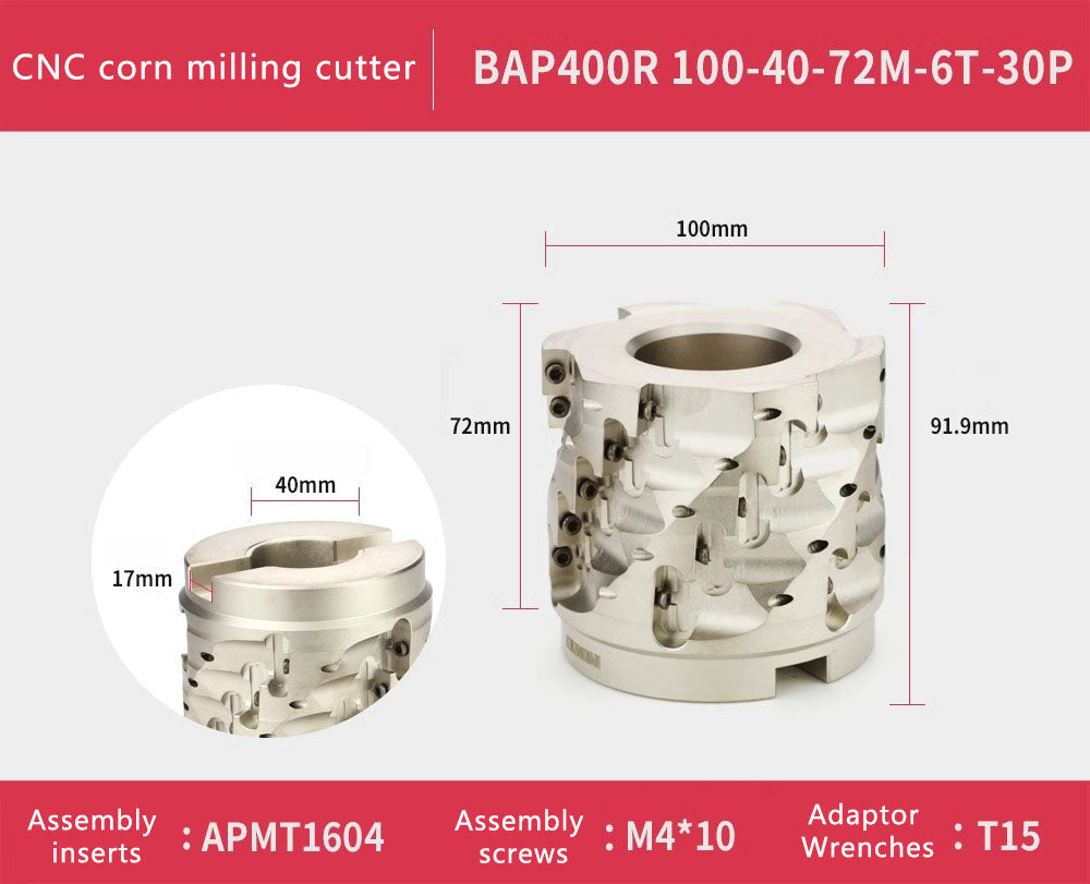 BAP 400R face mill helical indexable end mill CNC Milling Cutter Disc Helical Milling Cutter Bar Corn Cob Insert APMT1604 Shandong Denso Pricision Tools Co.,Ltd.