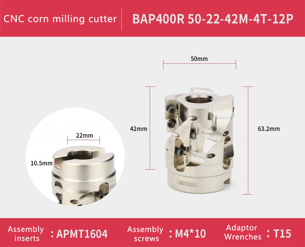 BAP 400R face mill helical indexable end mill CNC Milling Cutter Disc Helical Milling Cutter Bar Corn Cob Insert APMT1604 Shandong Denso Pricision Tools Co.,Ltd.