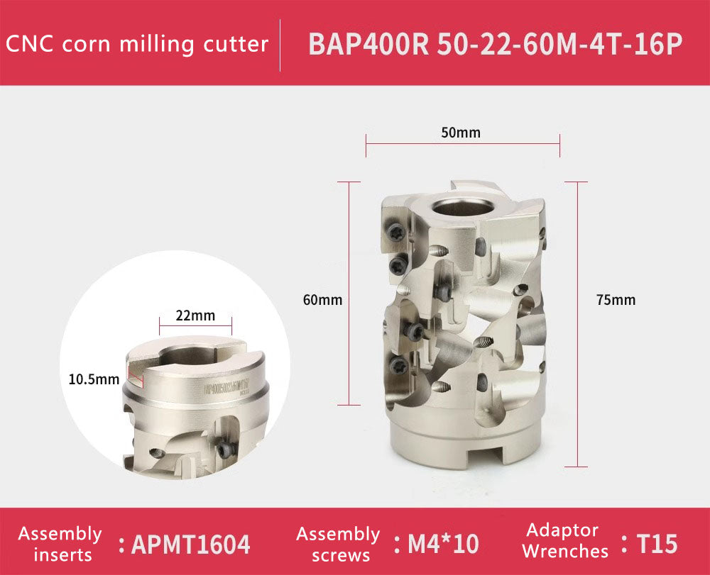 BAP 400R face mill helical indexable end mill CNC Milling Cutter Disc Helical Milling Cutter Bar Corn Cob Insert APMT1604 Shandong Denso Pricision Tools Co.,Ltd.
