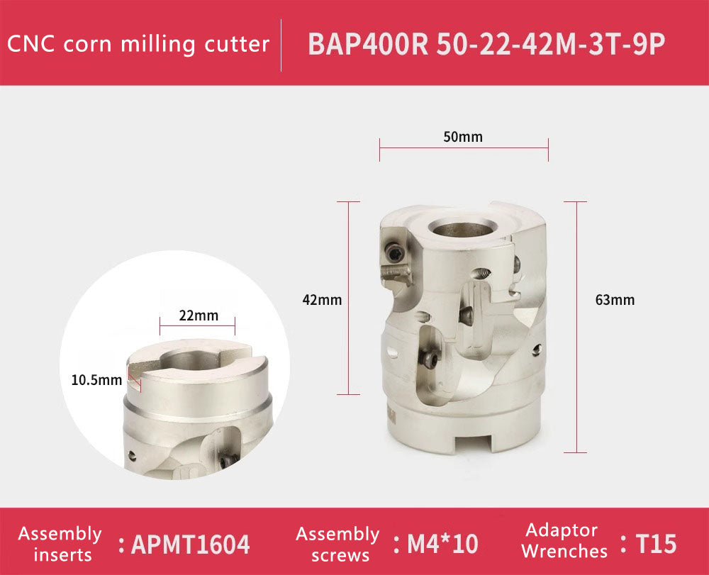 BAP 400R face mill helical indexable end mill CNC Milling Cutter Disc Helical Milling Cutter Bar Corn Cob Insert APMT1604 Shandong Denso Pricision Tools Co.,Ltd.