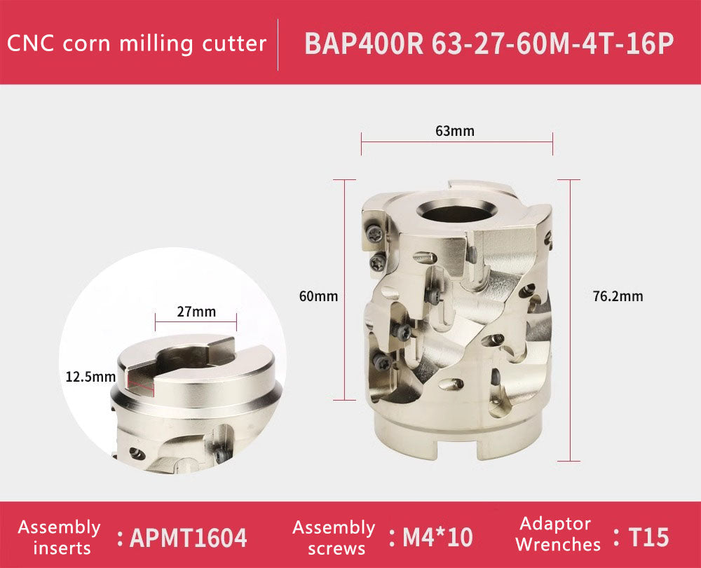 BAP 400R face mill helical indexable end mill CNC Milling Cutter Disc Helical Milling Cutter Bar Corn Cob Insert APMT1604 Shandong Denso Pricision Tools Co.,Ltd.