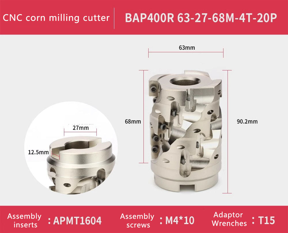 BAP 400R face mill helical indexable end mill CNC Milling Cutter Disc Helical Milling Cutter Bar Corn Cob Insert APMT1604 Shandong Denso Pricision Tools Co.,Ltd.