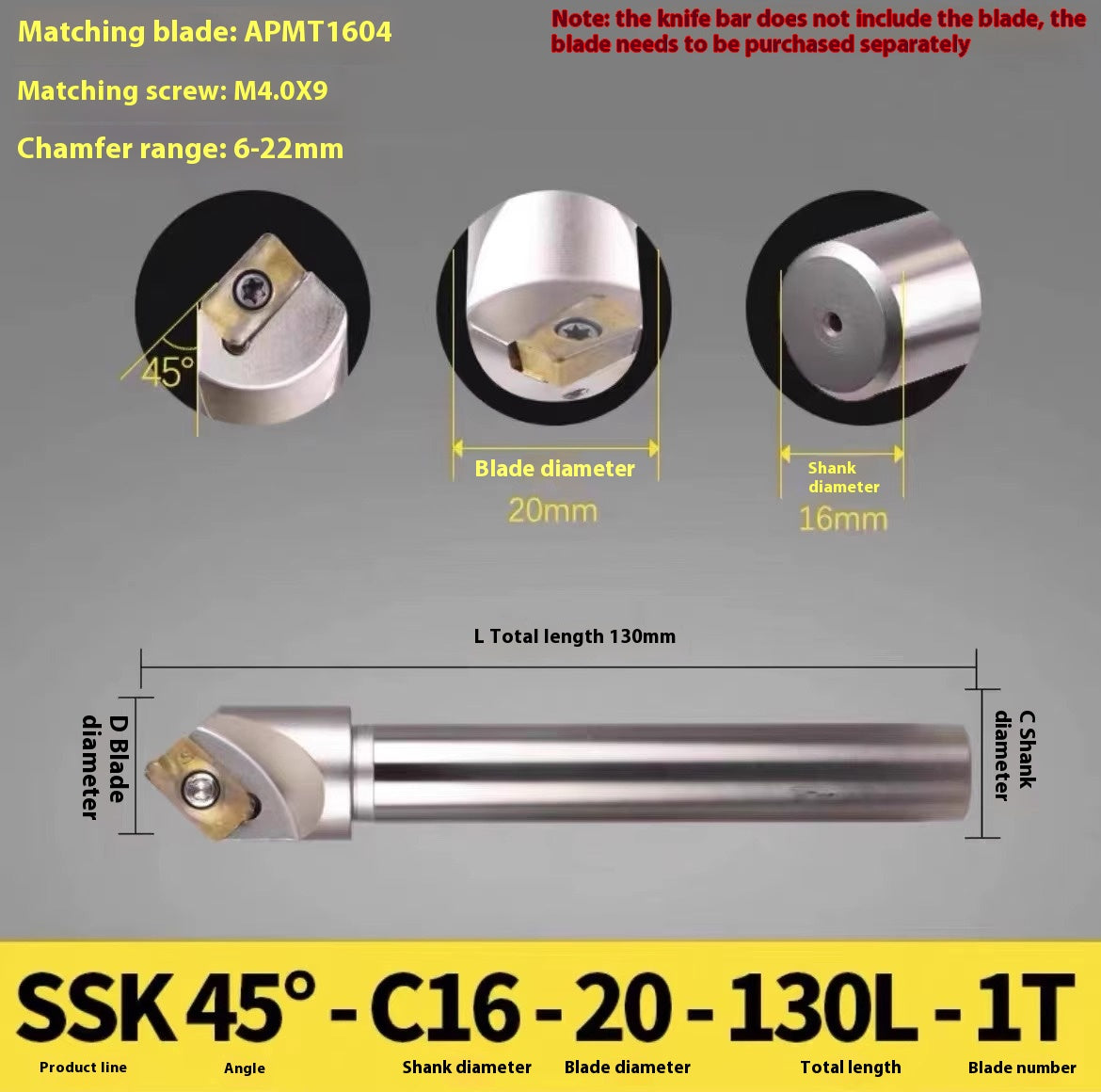 1144-Shedding type fixed-point chamfering cutter 30 degree 45 degree 60 degree chamfering cutter bar SSK/SSP/TCM/SSY/SSO/SSH Shandong Denso Pricision Tools Co.,Ltd.