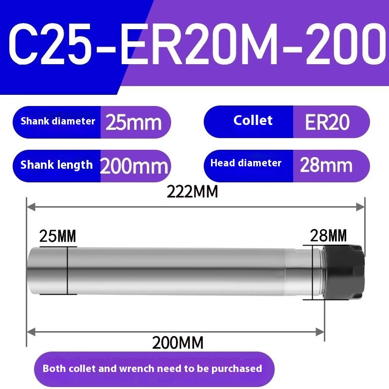 1186-Extension rod straight shank extension rod C25-ER16/ER20/ER25/ER32 Various lengths A type M type