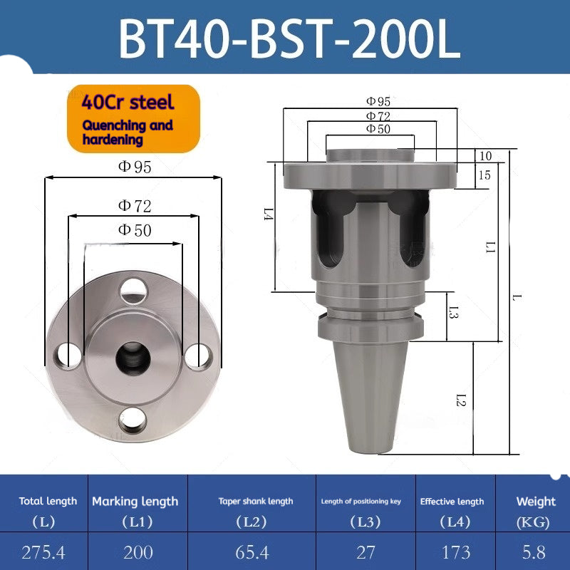 1178-Machining Center BT-BST Large Bore Boring Toolholder 4 Hole Bridge Shank Boring Machine Mo's MT-BST Toolholder Extension