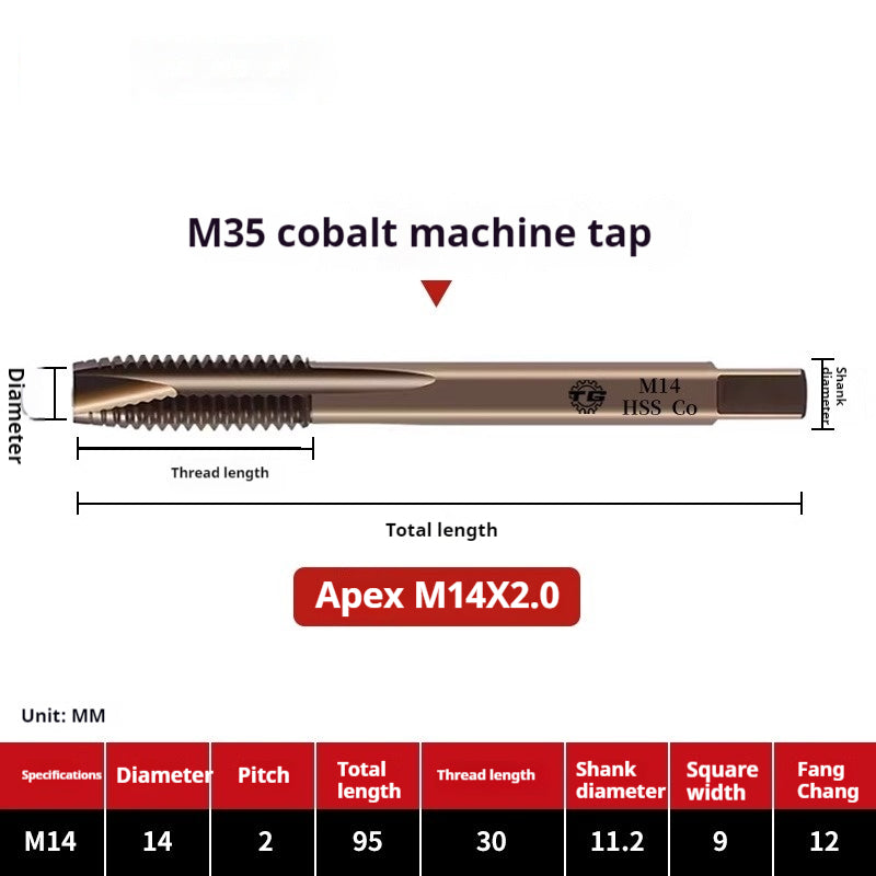 2117-M35 cobalt-containing tip tap, stainless steel special tapping screw tip machine tap M3M4M5M6M8 Shandong Denso Pricision Tools Co.,Ltd.