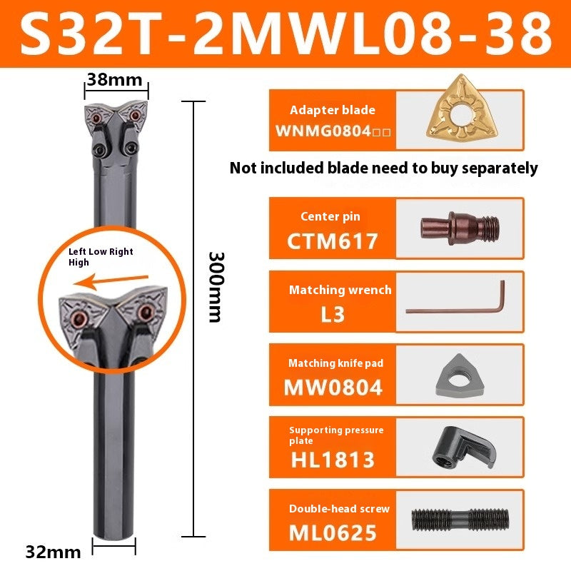 1141-CNC Double-head Bullhead Turning Toolholder Cylindrical Bore Endface 95 Degree Boring 2MW/MT Peach Model Triangle Rhombus Shandong Denso Pricision Tools Co.,Ltd.