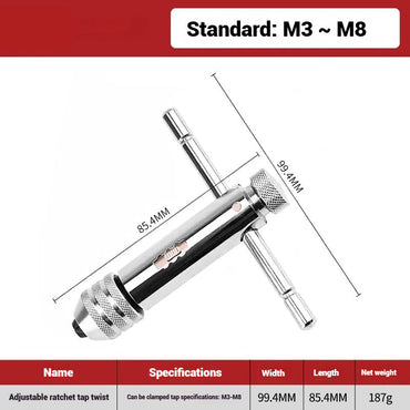 1098-Ratchet Tap Wrench Tap Manual Tapping Tapper Collet Extended Adjustable Stringer Tool Set Shandong Denso Pricision Tools Co.,Ltd.