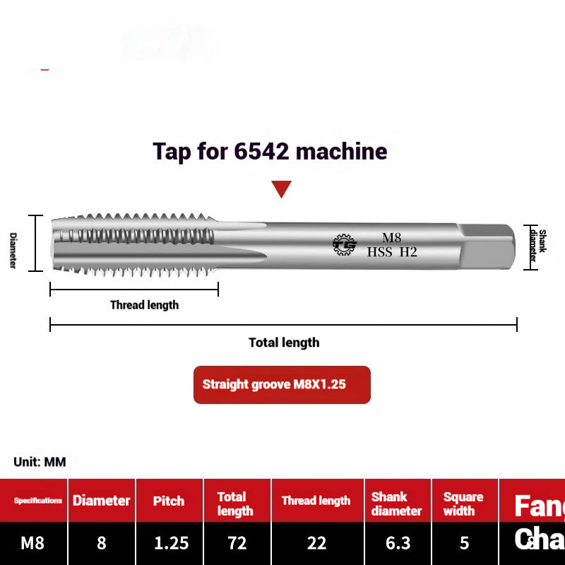 1095-Machine taps straight flute taps tapping high-speed steel fine teeth tapping drill bit m5m6m8m10m12 Shandong Denso Pricision Tools Co.,Ltd.