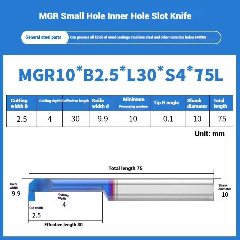 1134-MGR small bore groove cutter wear-resistant micro groove hook cutter CNC tungsten steel alloy small bore cutting groove turning tool Shandong Denso Pricision Tools Co.,Ltd.