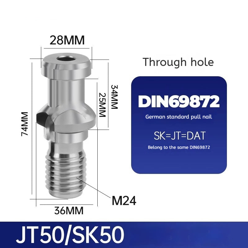 1171-CNC Pull Studs JT/SK/DAT30 40 50 60 German Standard Pull Studs DIN69872 Through Hole Hardened Latin