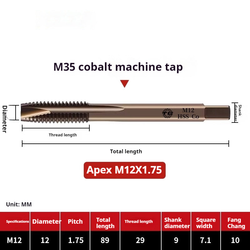 2117-M35 cobalt-containing tip tap, stainless steel special tapping screw tip machine tap M3M4M5M6M8 Shandong Denso Pricision Tools Co.,Ltd.