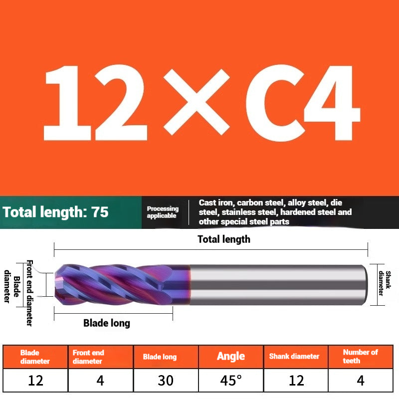 1119-PQT tip chamfering milling cutter C angle alloy milling cutter C mouth tungsten steel cutter beveled end milling cutter 45 degrees angle round nose C1C2 Shandong Denso Pricision Tools Co.,Ltd.