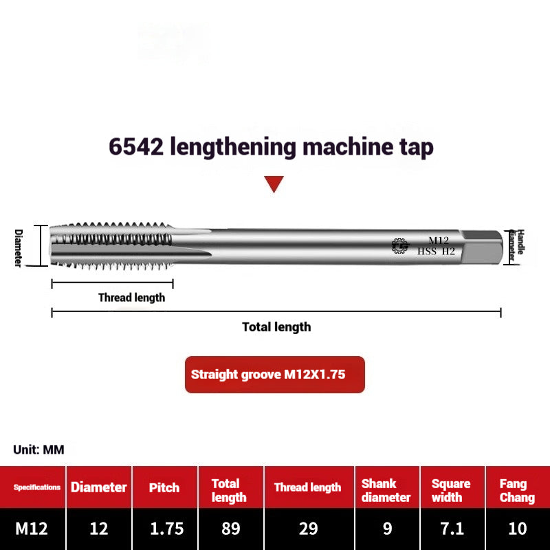 1109-Extended straight flute machine taps 6542 high speed wire tapping drill bit deep hole M3M4M5M6M8M10 Shandong Denso Pricision Tools Co.,Ltd.