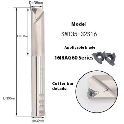 6038 HSMT Thread Milling Toolholder Slotting Machining Center Threaded Toolholder SMT Single Thread, Single Tooth Toolholder Internally Cooled 16IR Shandong Denso Pricision Tools Co.,Ltd.