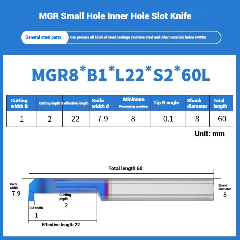 1134-MGR small bore groove cutter wear-resistant micro groove hook cutter CNC tungsten steel alloy small bore cutting groove turning tool Shandong Denso Pricision Tools Co.,Ltd.
