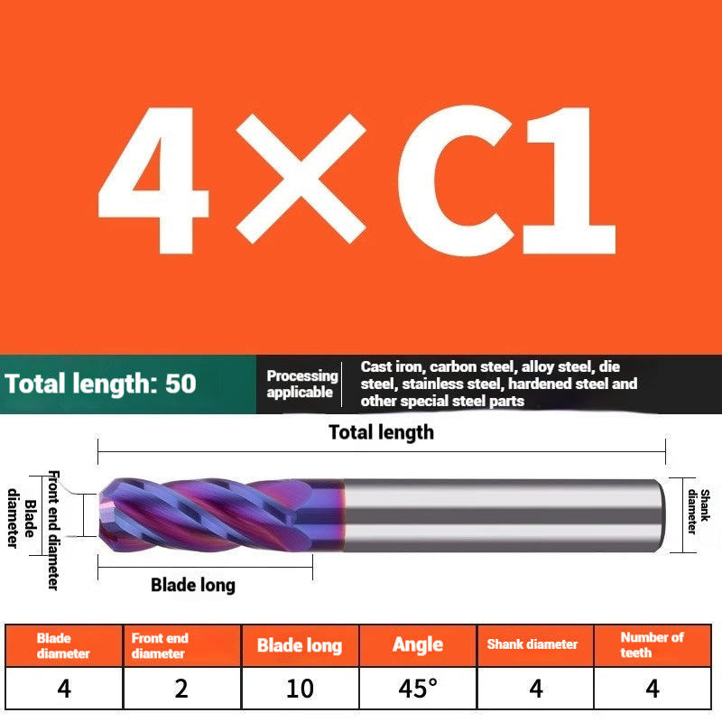 1119-PQT tip chamfering milling cutter C angle alloy milling cutter C mouth tungsten steel cutter beveled end milling cutter 45 degrees angle round nose C1C2 Shandong Denso Pricision Tools Co.,Ltd.