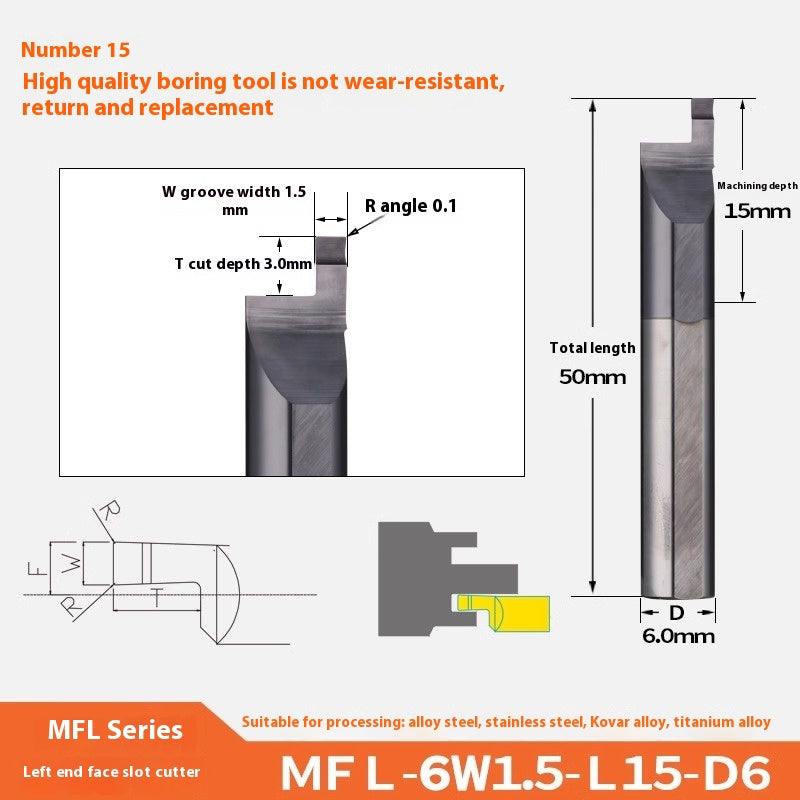 1138-MFR face groove cutter small bore boring cutter integral alloy small bore turning tool center walker automatic lathe stainless steel Shandong Denso Pricision Tools Co.,Ltd.
