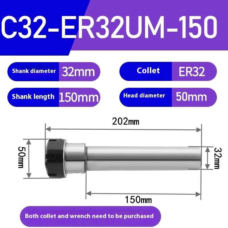 1185-Extension bar Straight shank extension bar C32-ER25/ER32 Various lengths