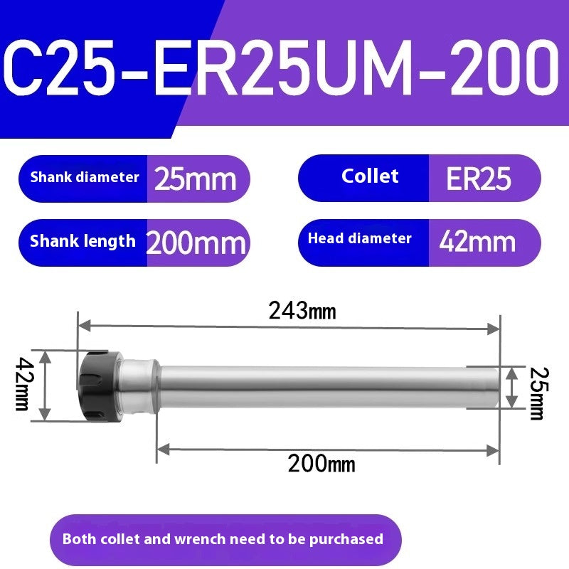 1186-Extension rod straight shank extension rod C25-ER16/ER20/ER25/ER32 Various lengths A type M type