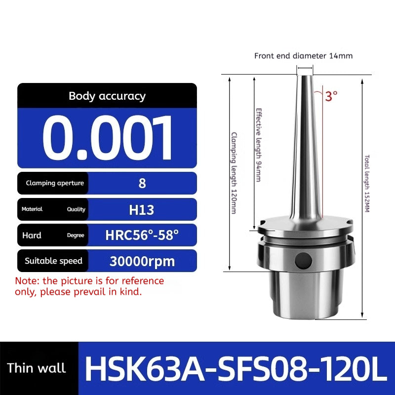 10022 HSK63 SFS Heat shrink holder Thin wall heat shrink holder Thin wall sintered handle Integrated SFS holder Shandong Denso Pricision Tools Co.,Ltd.