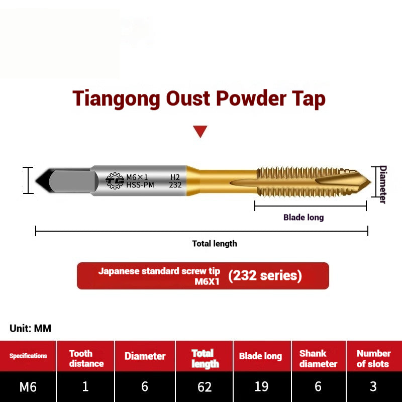 1110-Powder metallurgy high-speed steel taps 237 titanium-plated spiral stainless steel machine taps Japanese standard spiral taps Shandong Denso Pricision Tools Co.,Ltd.