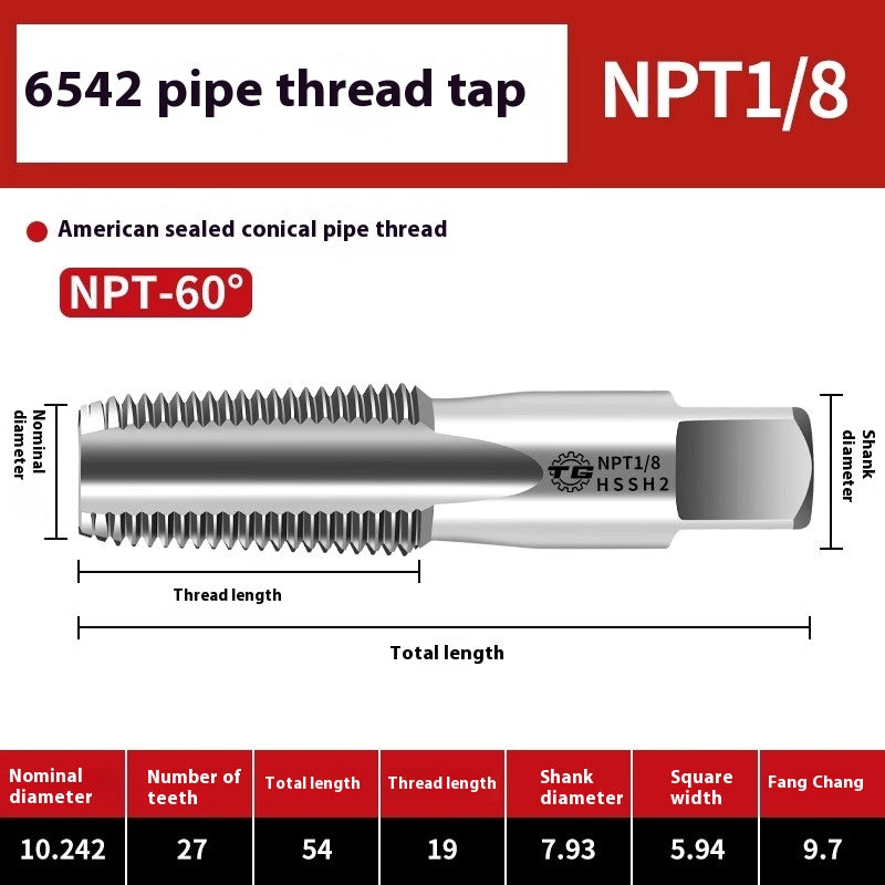 1099-Plumbing Tap Faucet Pipe Thread Repair Tap 6542 High Speed Steel G1/8 1/4 1/2 3/4 Shandong Denso Pricision Tools Co.,Ltd.