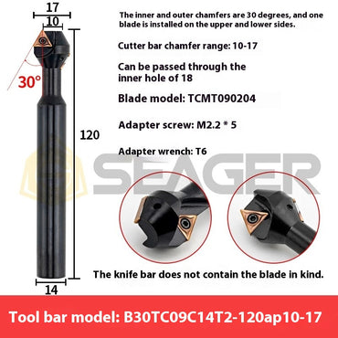 6037 45 degree inside and outside positive and negative chamfering cutter CNC rounding chamfering cutter SD SPK upper and lower bore reverse pull chamfering cutter bar Shandong Denso Pricision Tools Co.,Ltd.